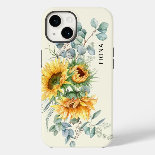 Rudimentaire Zonnebloem Eucalyptus Groenelementen Case-Mate iPhone Case (Achterkant)