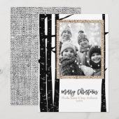 Rudmodern Zwarte Berk & Jute Kerstfoto Feestdagenkaart (Voorkant / Achterkant)