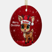 Rudolf Baby Deer, Fawn, Doe, Reindeer🦌 🎄 Keramisch Ornament (Rechts)