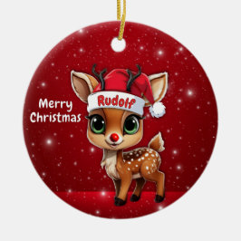 Rudolf Baby Deer, Fawn, Doe, Reindeer🦌 🎄 Keramisch Ornament