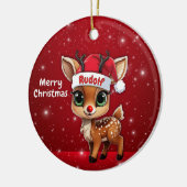 Rudolf Baby Deer, Fawn, Doe, Reindeer🦌 🎄 Keramisch Ornament (Links)