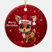Rudolf Baby Deer, Fawn, Doe, Reindeer🦌 🎄 Keramisch Ornament (Achterkant)