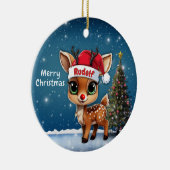 Rudolf Baby Deer, Fawn, Doe, Reindeer🦌 🎄 Keramisch Ornament (Rechts)