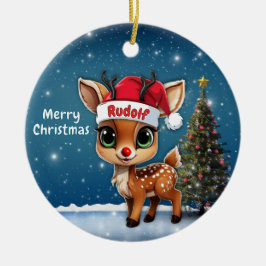 Rudolf Baby Deer, Fawn, Doe, Reindeer🦌 🎄 Keramisch Ornament