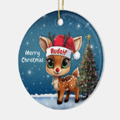 Rudolf Baby Deer, Fawn, Doe, Reindeer🦌 🎄 Keramisch Ornament (Links)