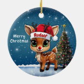 Rudolf Baby Deer, Fawn, Doe, Reindeer🦌 🎄 Keramisch Ornament (Achterkant)
