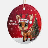 Rudolf Baby Deer, Fawn, Doe, Reindeer🦌 🎄 Keramisch Ornament (Links)