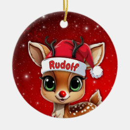 Rudolf Baby Deer, Fawn, Doe, Reindeer🦌 🎄 Keramisch Ornament