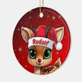 Rudolf Baby Deer, Fawn, Doe, Reindeer🦌 🎄 Keramisch Ornament (Links)
