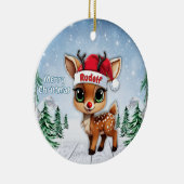 Rudolf Baby Deer, Fawn, Doe, Reindeer 🦌🎄 Keramisch Ornament (Rechts)