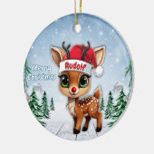 Rudolf Baby Deer, Fawn, Doe, Reindeer 🦌🎄 Keramisch Ornament (Links)