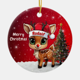 Rudolf Babyhert, Jong hert, Hert, Rendier🦌 🎄 Keramisch Ornament