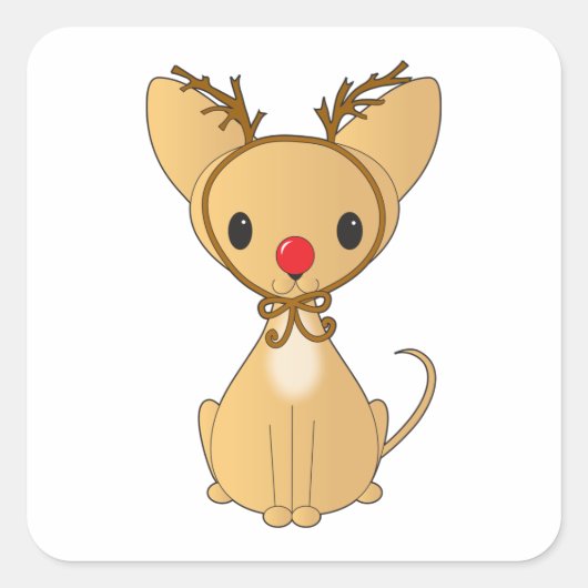Rudolf Chihuahua Vierkante Sticker (Voorkant)