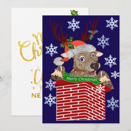 Rudolf Christmas Greeting Feestdagenkaart (Voorkant / Achterkant)