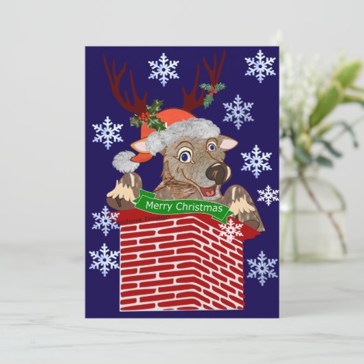 Rudolf Christmas Greeting Feestdagenkaart (Staand voorkant)