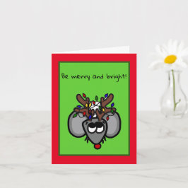 Rudolf de Kerstmis Kerstkaart met Rode Neus Muis Kaart