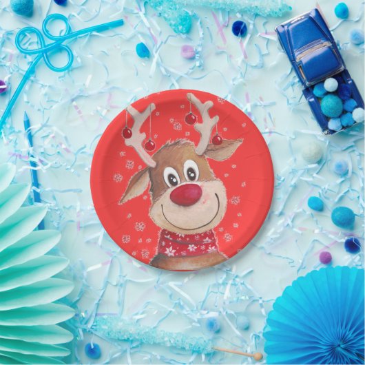 Rudolf de Red Nose Reindeer Tableware Papieren Bordje (Feest)