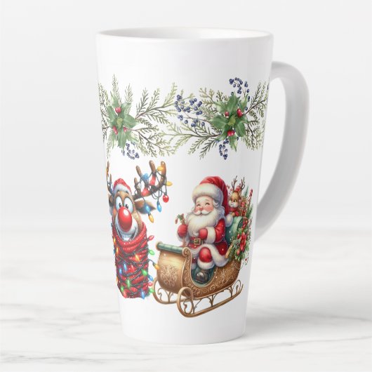 Rudolf de Rednosed Reindeer Latte Mok (Rechterhoek)