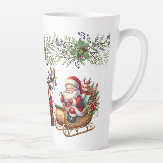 Rudolf de Rednosed Reindeer Latte Mok (Rechts)