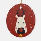 Rudolf de rode rendier met sneeuwvlokken keramisch ornament (Links)