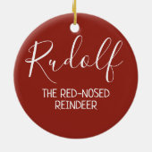 Rudolf de rode rendier met sneeuwvlokken keramisch ornament (Achterkant)