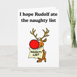 Rudolf eating the naughty list kaart