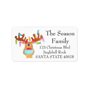 Rudolf het gezicht van het gemaskerde renderlabel etiket