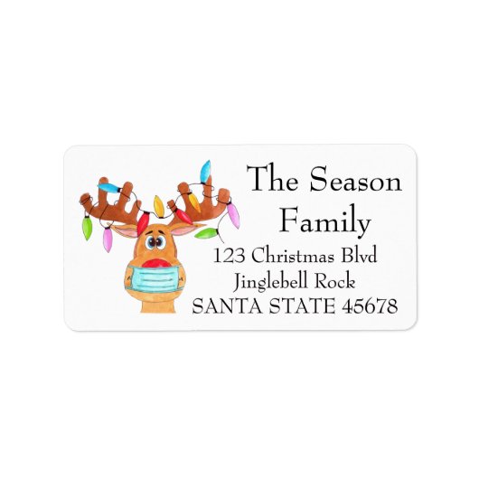 Rudolf het gezicht van het gemaskerde renderlabel etiket (Voorkant)