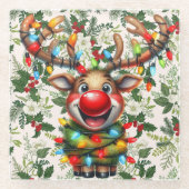 Rudolf het rendier glazen onderzetter (Voorkant)