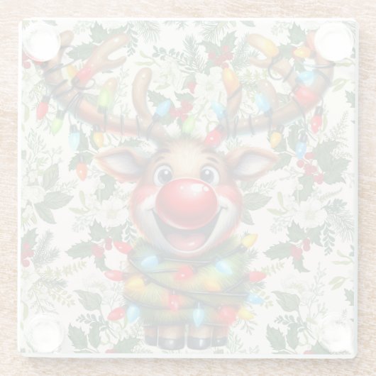 Rudolf het rendier glazen onderzetter (Achterkant)