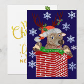 Rudolf kerstgroet feestdagenkaart (Voorkant / Achterkant)