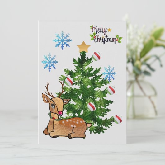 Rudolf-kerstkaart Feestdagenkaart (Staand voorkant)