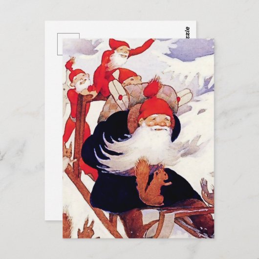 Rudolf Koivu "Elves Sled Ride" Briefkaart (Voorkant / Achterkant)