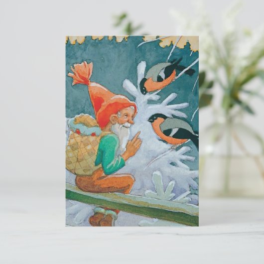 Rudolf Koivu "Kerstgenote en vogels" Bedankkaart (Staand voorkant)