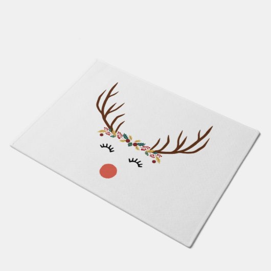 Rudolf met bloemkroon deurmat (Schuin)