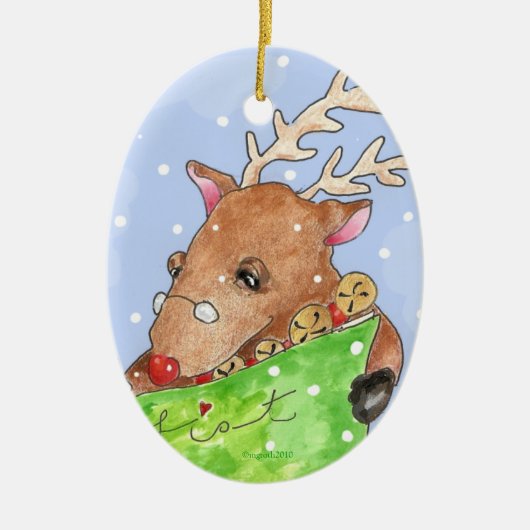 rudolf met de lijst keramisch ornament (Voorkant)