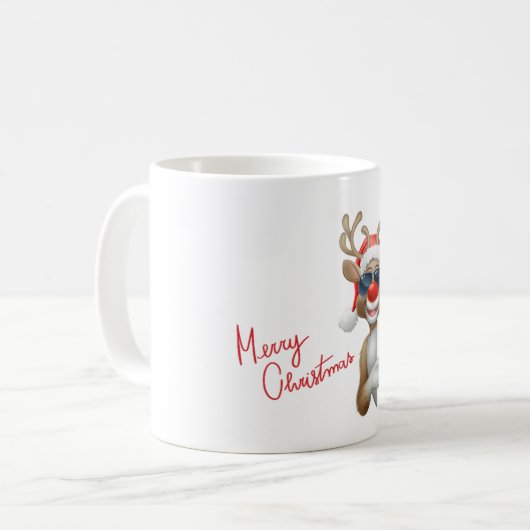 Rudolf mit Brille Weihnachten Tasse Koffiemok (Voorkant links)