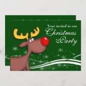Rudolf Reindeer Company Kerstparty Kaart (Voorkant / Achterkant)