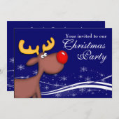 Rudolf Reindeer Company Kerstparty Kaart (Voorkant / Achterkant)
