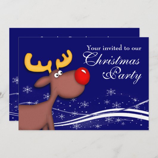 Rudolf Reindeer Company Kerstparty Kaart (Voorkant / Achterkant)