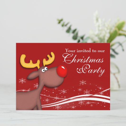 Rudolf Reindeer Company Kerstparty Kaart (Staand voorkant)