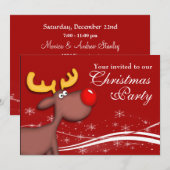 Rudolf Reindeer Company Kerstparty Kaart (Voorkant / Achterkant)
