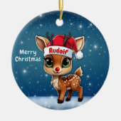 Rudolf Rendier, rendier met rode neus en gewei 🦌� Keramisch Ornament (Voorkant)