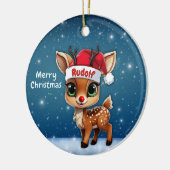 Rudolf Rendier, rendier met rode neus en gewei 🦌� Keramisch Ornament (Links)