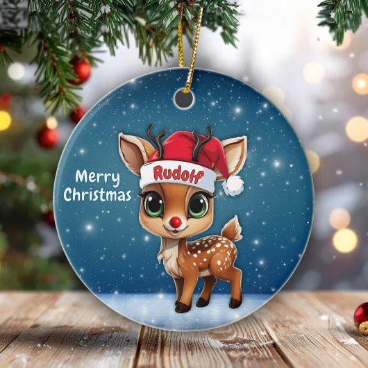 Rudolf Rendier, rendier met rode neus en gewei 🦌� Keramisch Ornament
