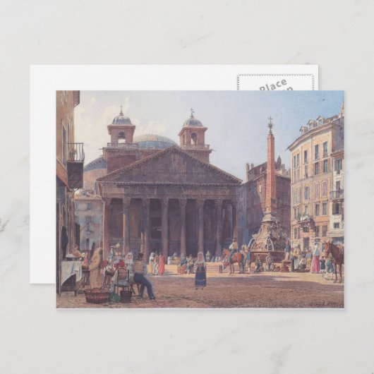 Rudolf von Alt- The Pantheon and the Piazza della Briefkaart (Voorkant / Achterkant)
