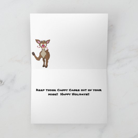 Rudolf's neus kerstgroet feestdagen kaart (Binnen)