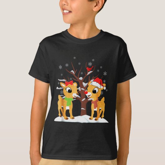 Rudolph And Clarice Shirt Christmas Kids Girls Tee (Voorkant)