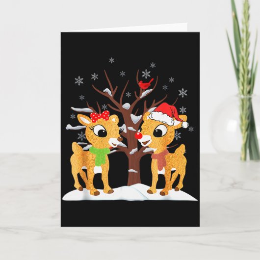 Rudolph And Clarice Shirt Christmas Kids Girls Tee Kaart (Voorkant)