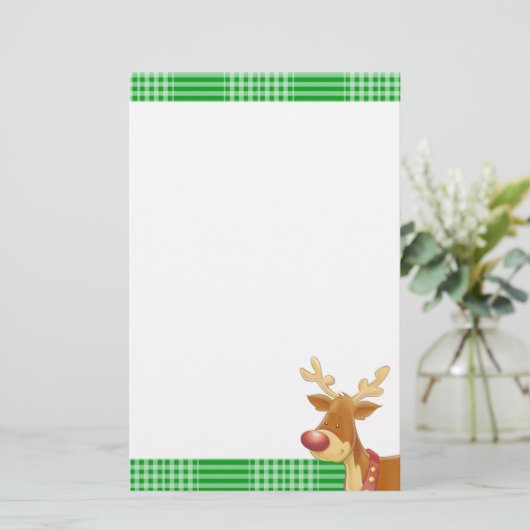 Rudolph and Green Plaid Briefpapier (Staand voorkant)